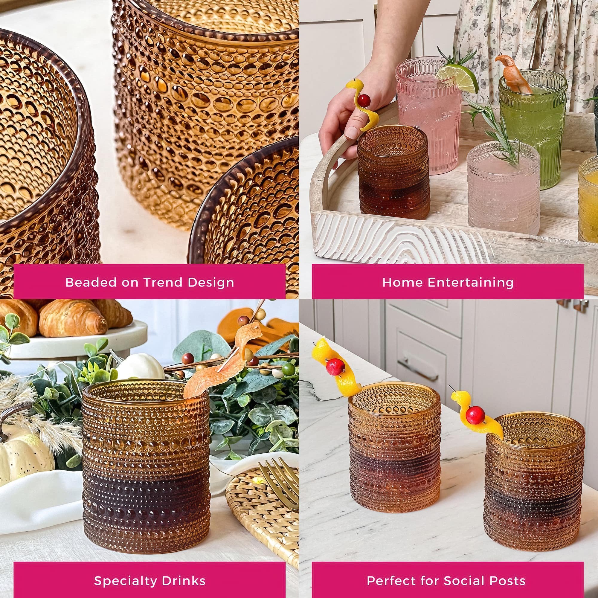 Kate Aspen® 10oz. Textured Beaded Glass Set